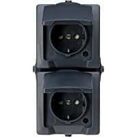 Kopp 136915009 Nautic 2 enchufes protección de Contacto (Superficie con Tapa- para entornos húmedos- 250 V (10 A)- IP44…